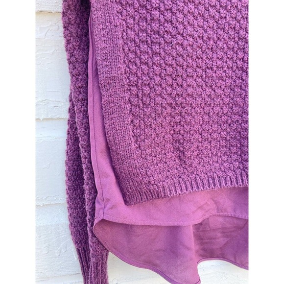 The Limited Cowl Neck Sweater Berry Purple Textured Knit Layered Size S Split - Picture 2 of 7